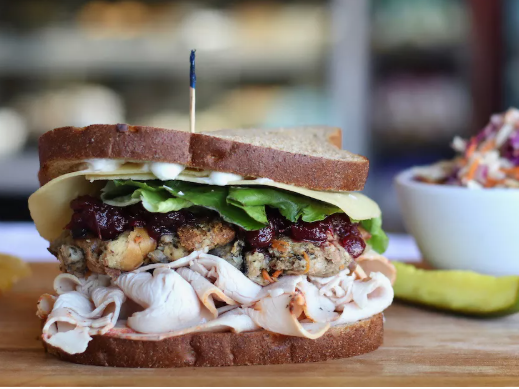 Turkey sandwich with cranberry and stuffing
