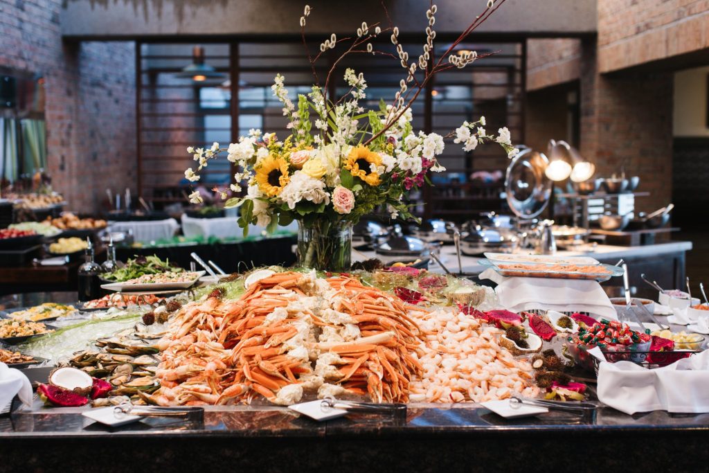 seafood station on a buffet