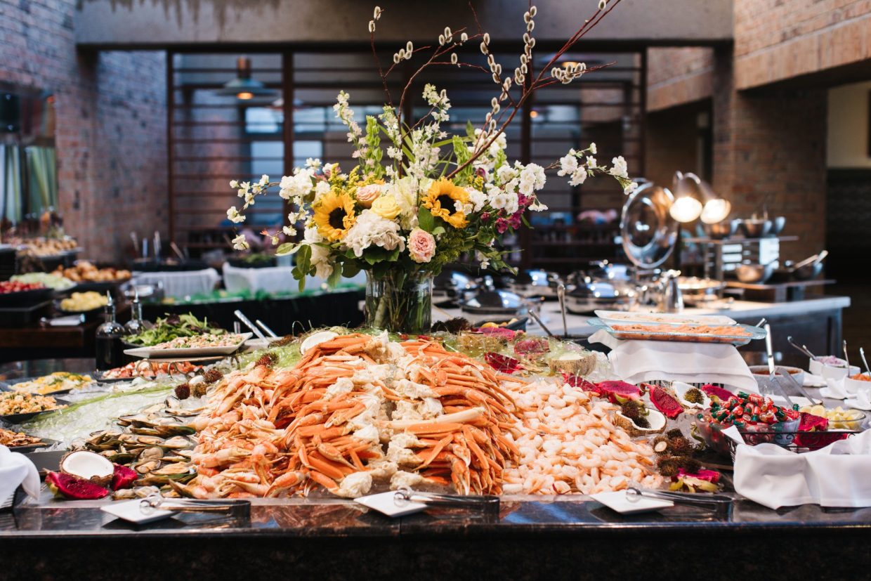 seafood station on a buffet