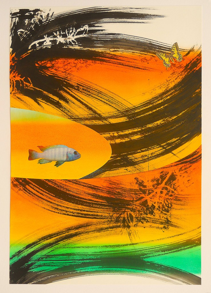 A colorful painting of a fish