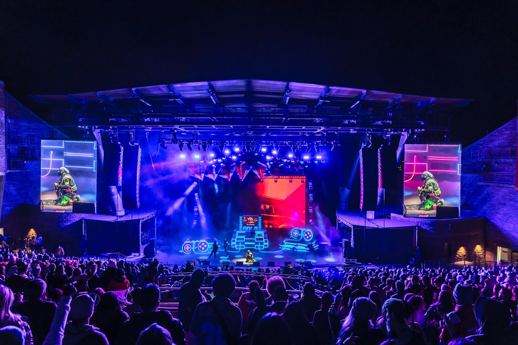 T-Pain performing on stage at Red Rocks on Wednesday, October 29.