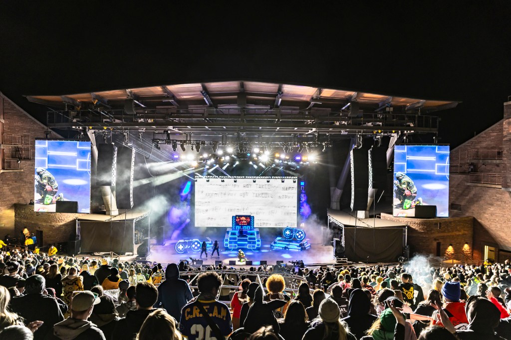 T-Pain performing on stage at Red Rocks on Wednesday, October 29.
