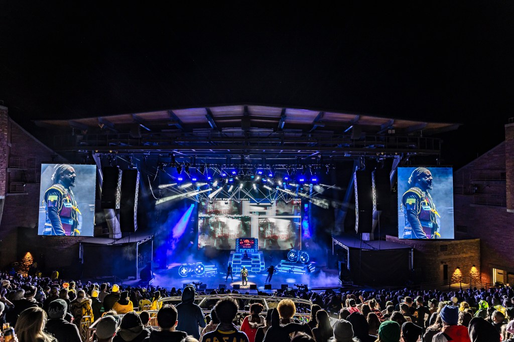 T-Pain performing on stage at Red Rocks on Wednesday, October 29.