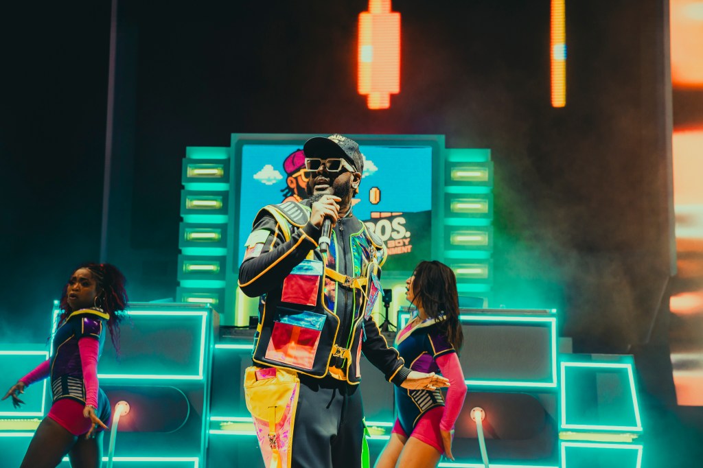 T-Pain performing on stage at Red Rocks on Wednesday, October 29.