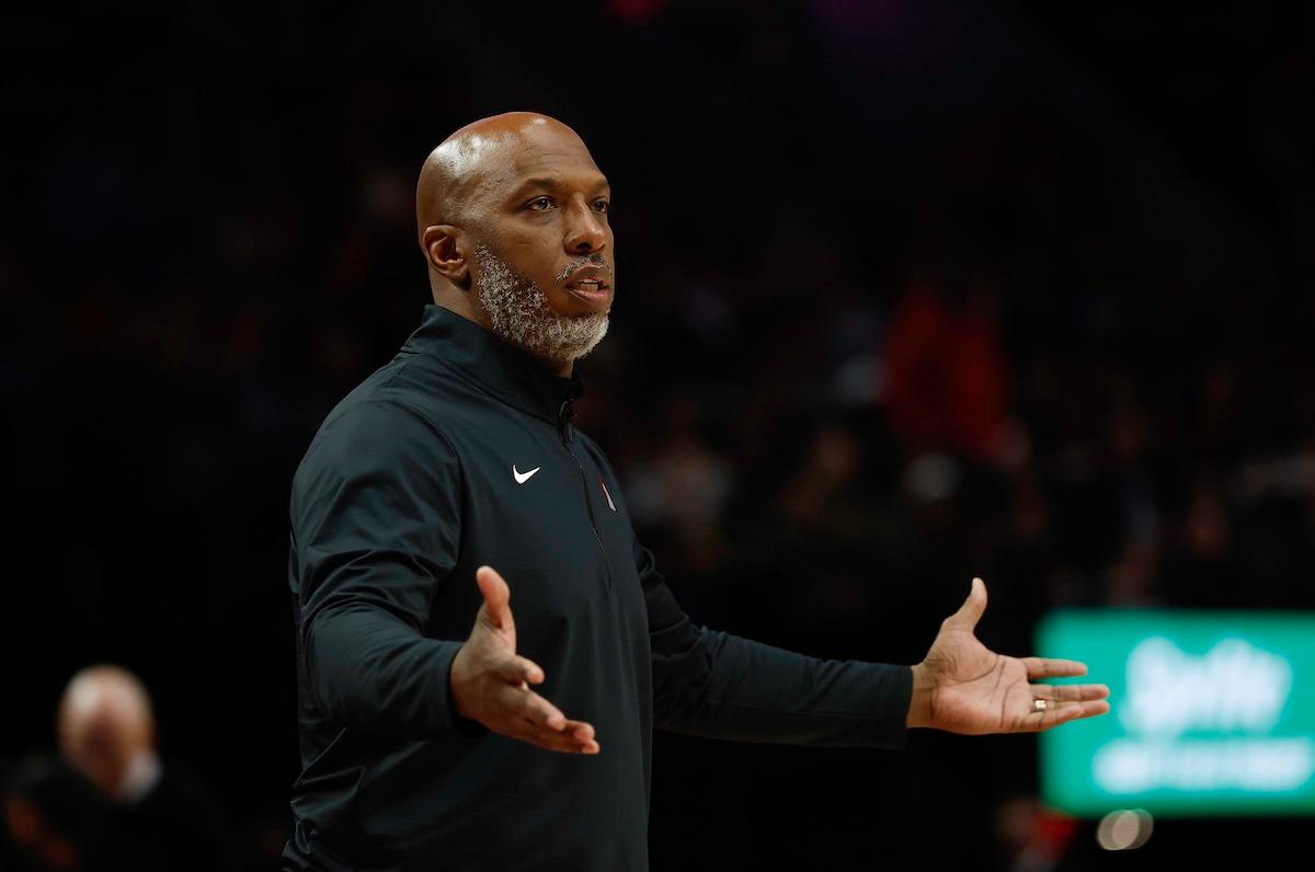 portland trailblazers coach chauncey billups during a game