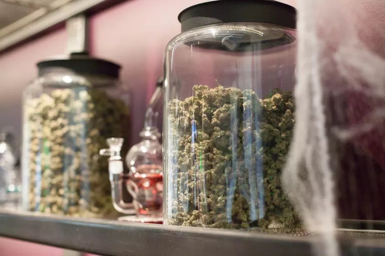 jars of weed on display at dispensary