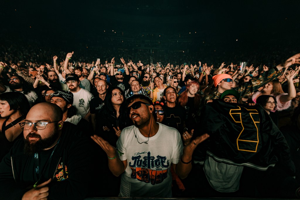 The crowd during Justice at Ball Arena in Denver, Colorado on November 1, 2025.