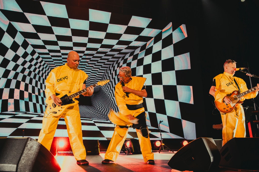 DEVO on stage at Mission Ballroom performing live on Thursday, November, 13.