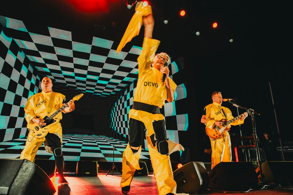 DEVO on stage at Mission Ballroom performing live on Thursday, November, 13.