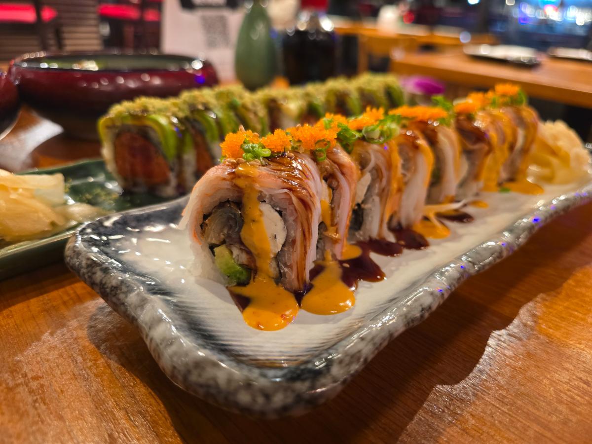 two sushi rolls