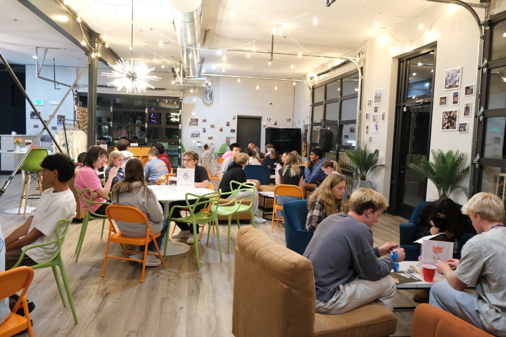 people sitting in a cafe