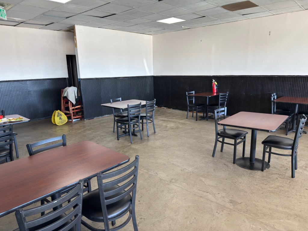 a dining room undergoing remodel