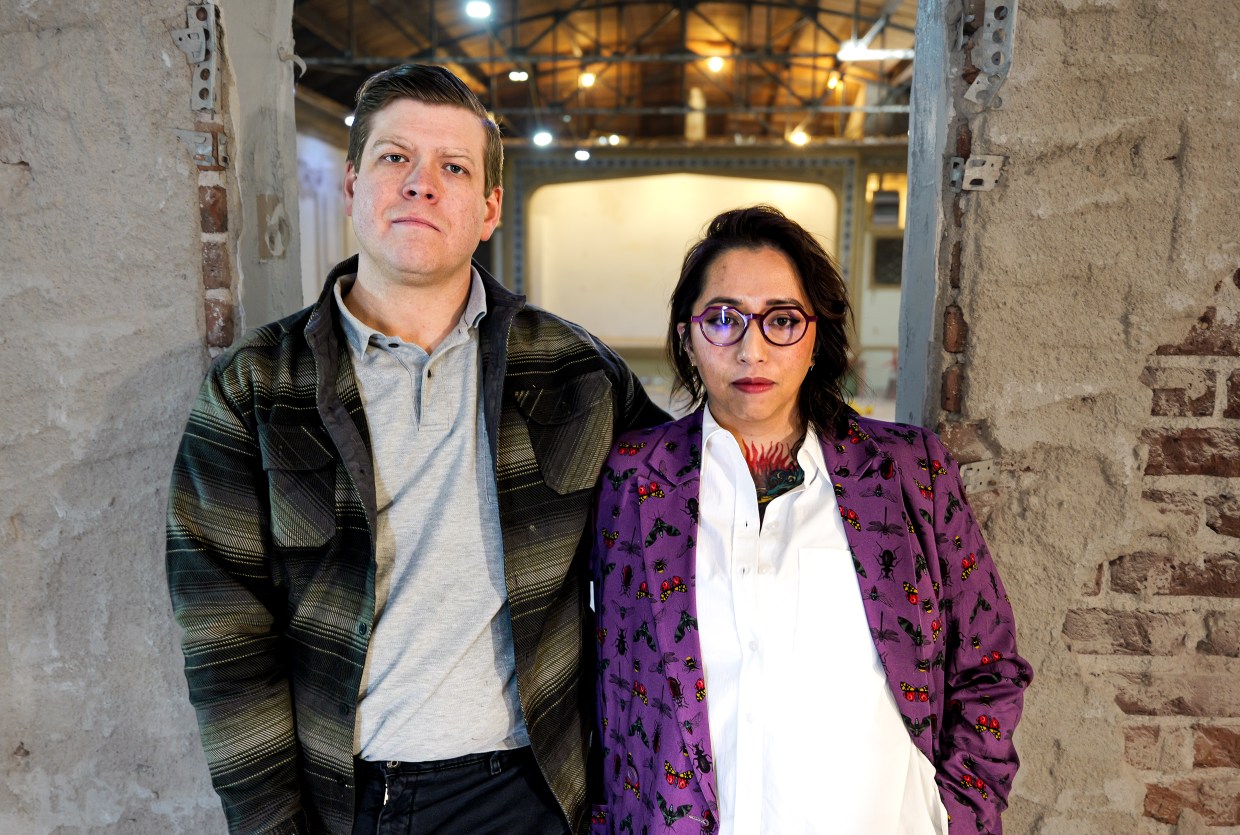 A portrait of two people