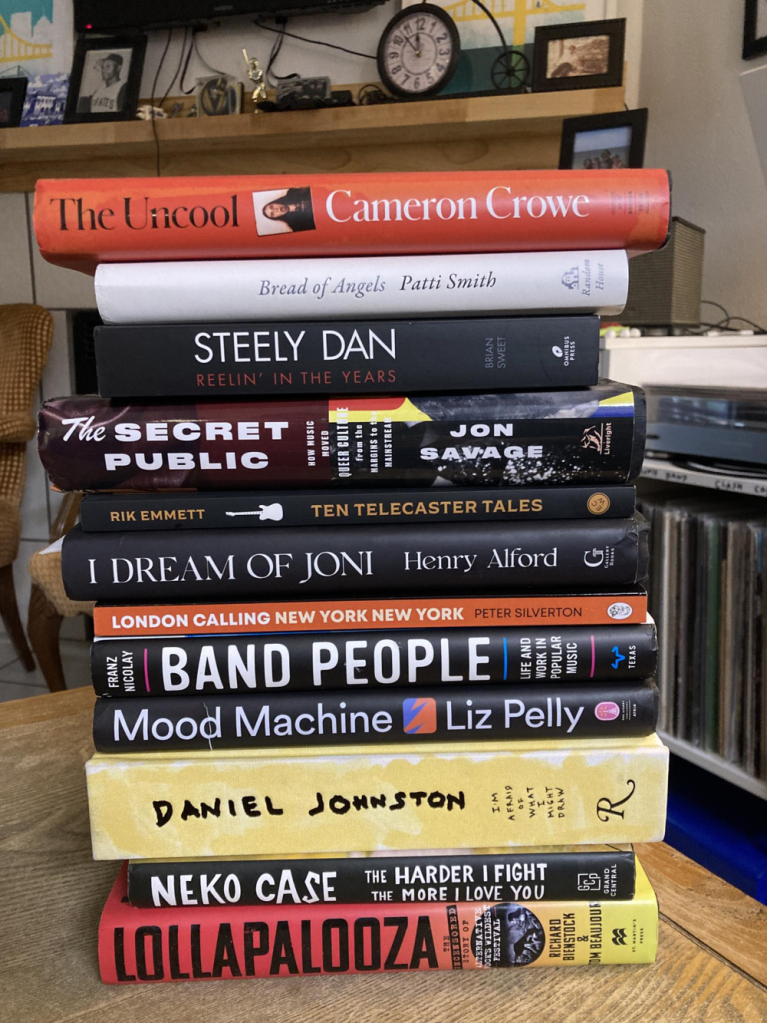 music biographies stacked up