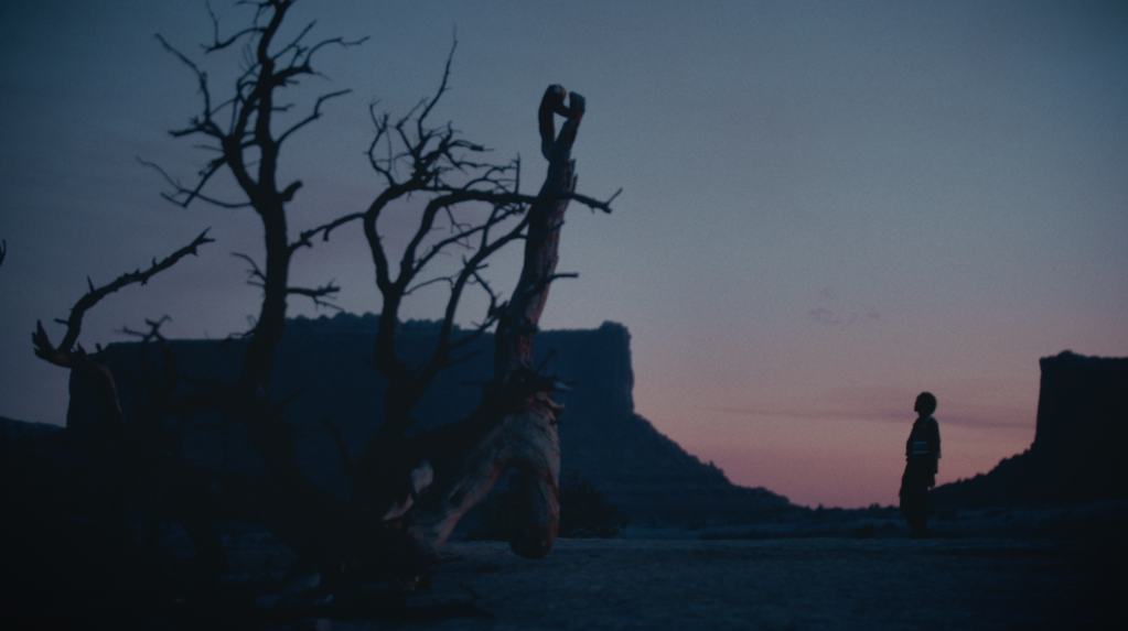 silhouette of a man in the desert