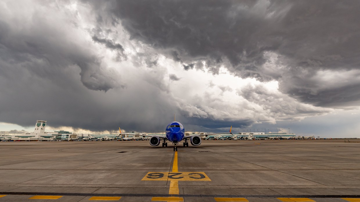 grounded southwest plane at Denver airport