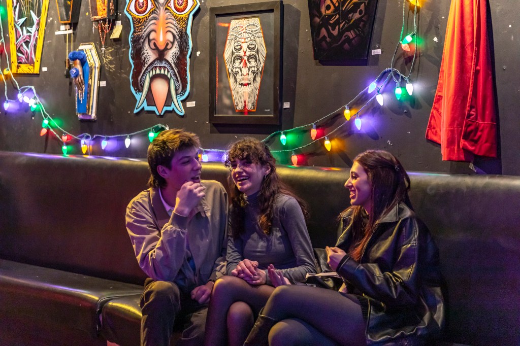 Concertgoers chat it up before the Westword concert.