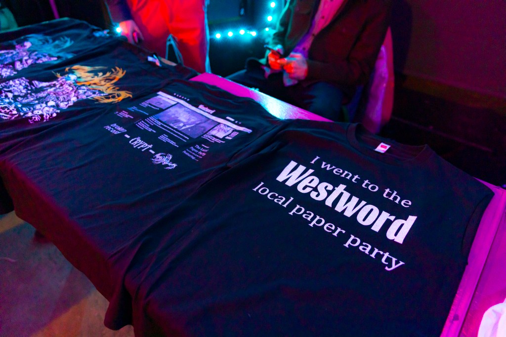 A t-shirt displaying "I went to the Westword local paper party"