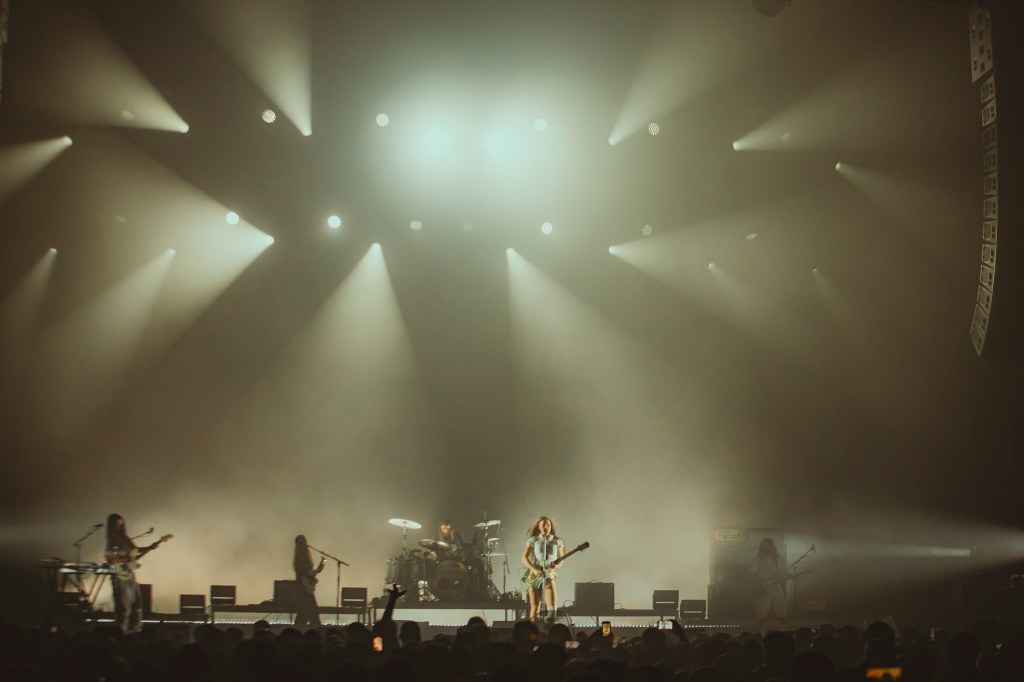 Wet Leg on stage at Mission Ballroom in Denver, Colorado.