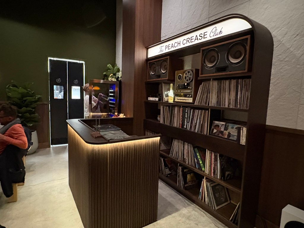 The DJ booth at Peach Crease Club