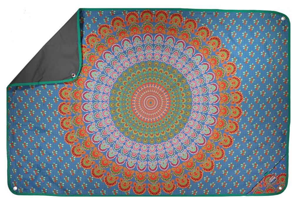 Colorful festival tarps from Tarpestry