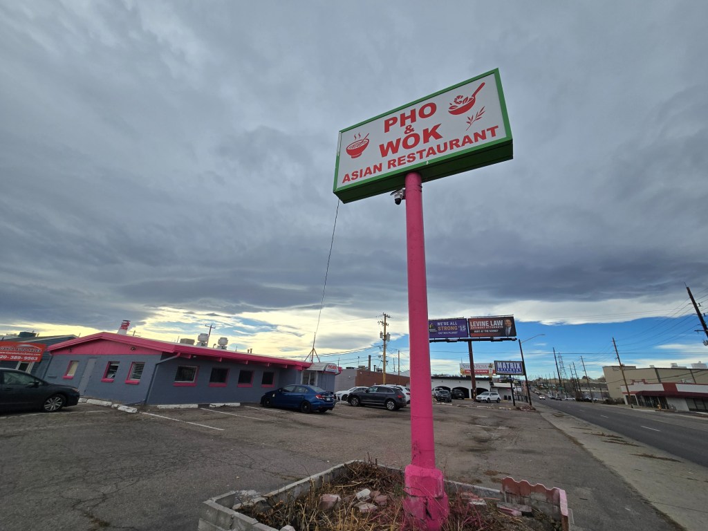 "pho & wok" sign