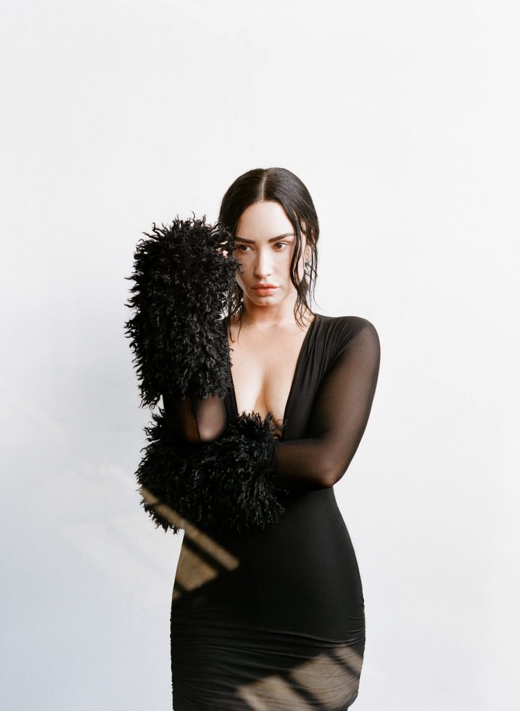 demi Lovato in a black dress