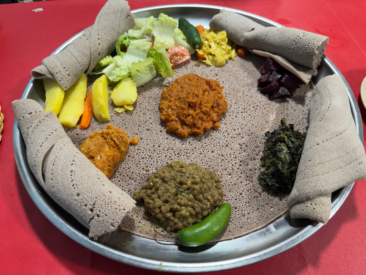 a platter of mixed vegetables