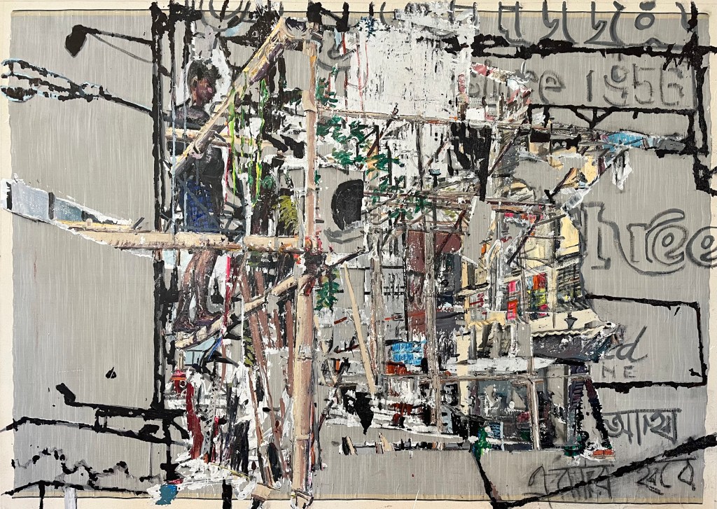 Abstract artwork in beige tones