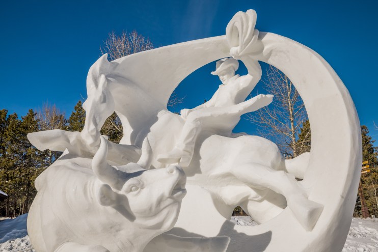 cowboy carved in ice