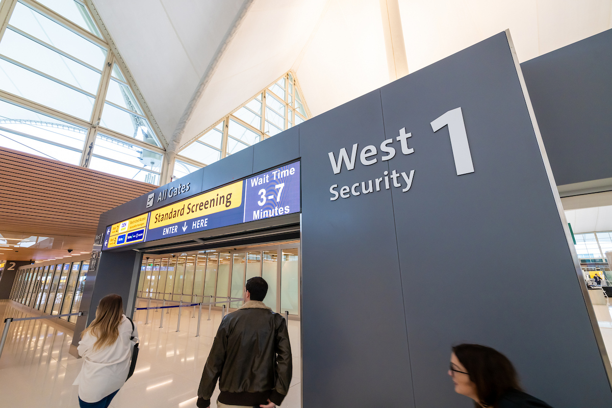 West Security checkpoint entrance at Denver International Airport