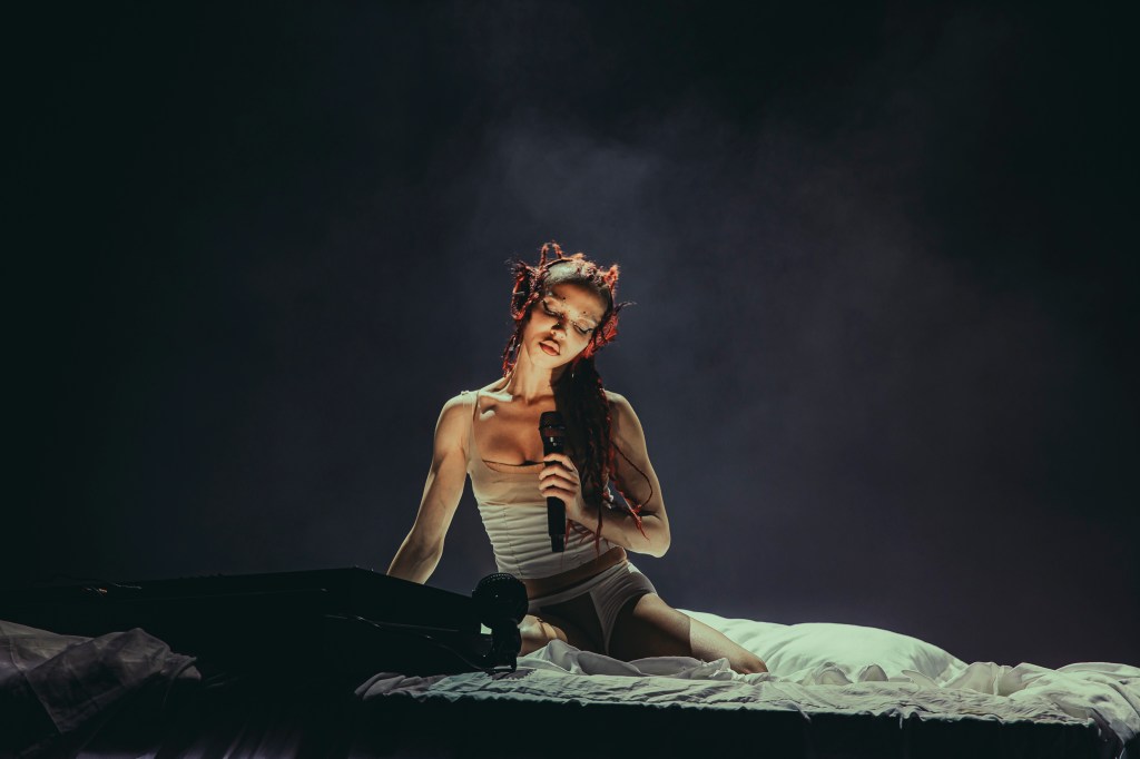 FKA Twigs on stage at the Fillmore Auditorium in Denver, Colorado, on Monday, March 30.