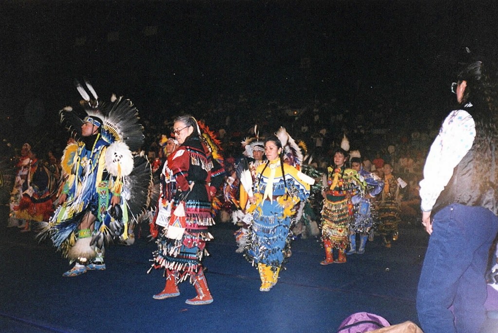 Native Americans gather for a powwow