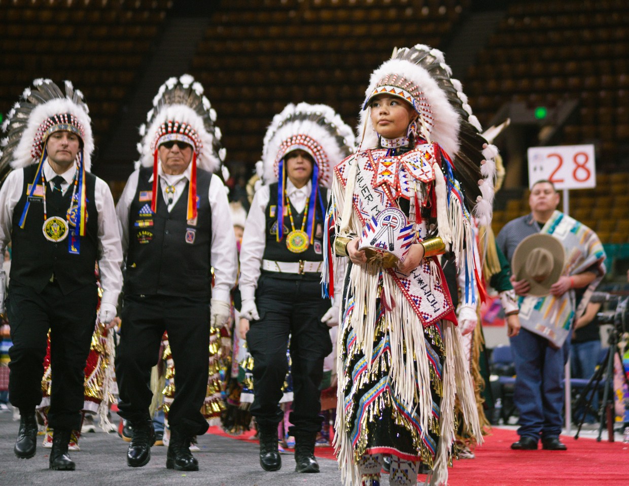 Native Americans participate in a powwow