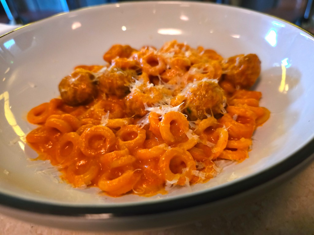meatballs and "spaghetti os"