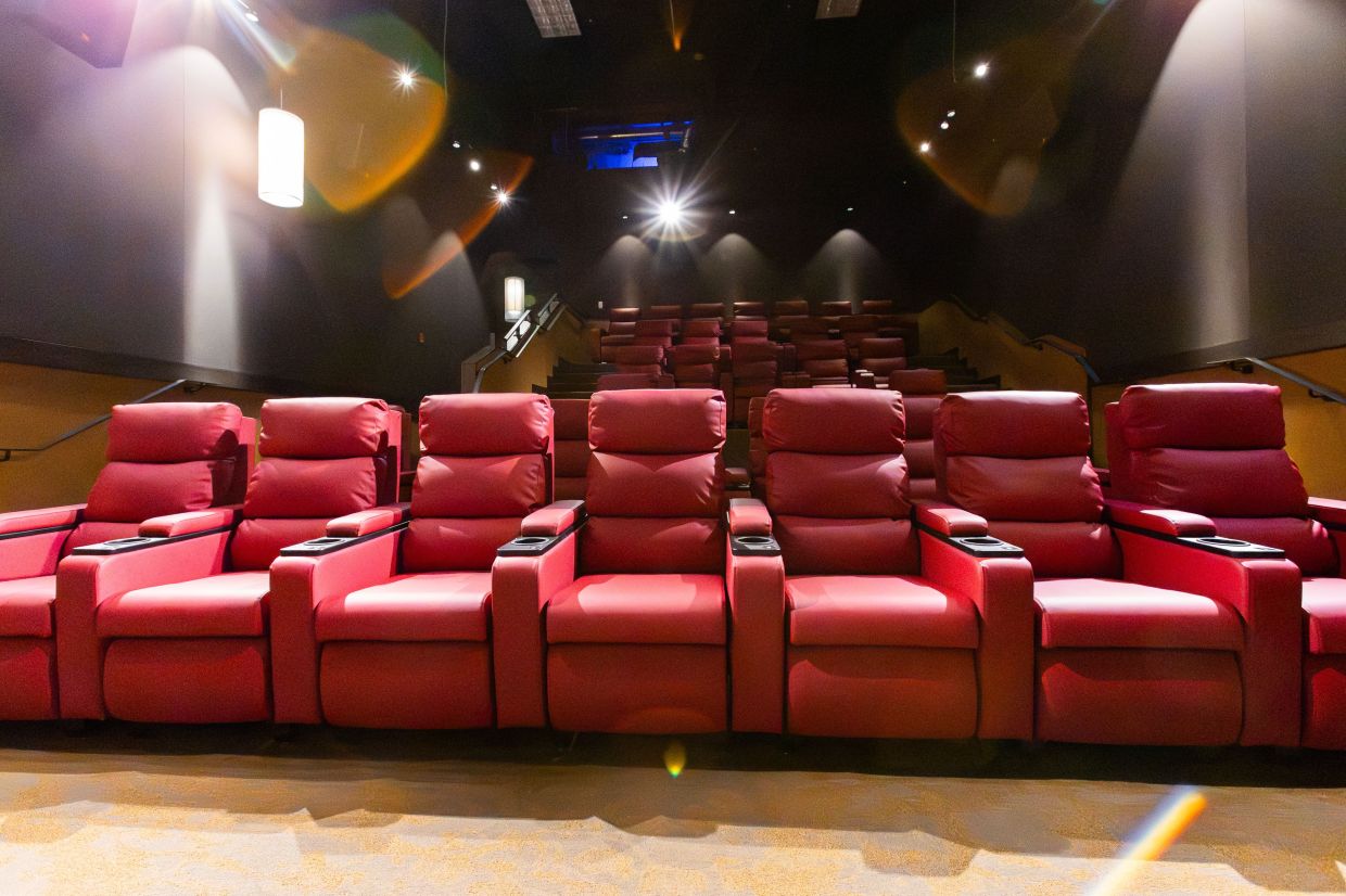 red theater seats are part of the upgrade at Sie Film Center