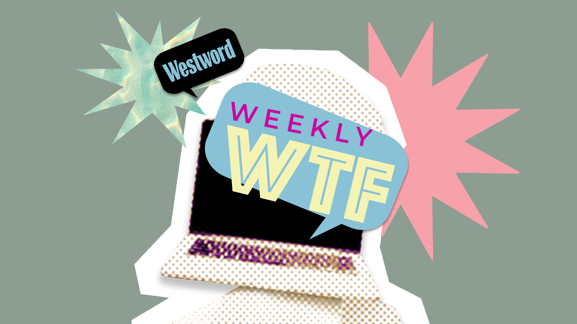 An illustration of a laptop computer with a bubble quote that reads "Weekly WTF"