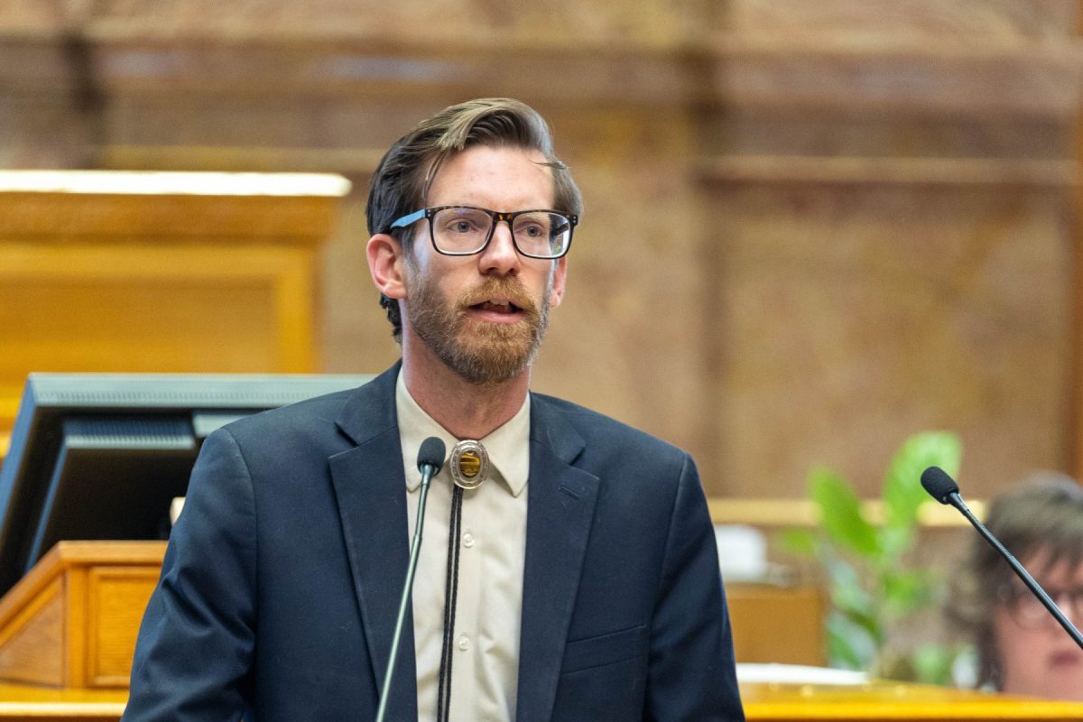 Colorado state senator Nick Hinrichsen address the senate floor