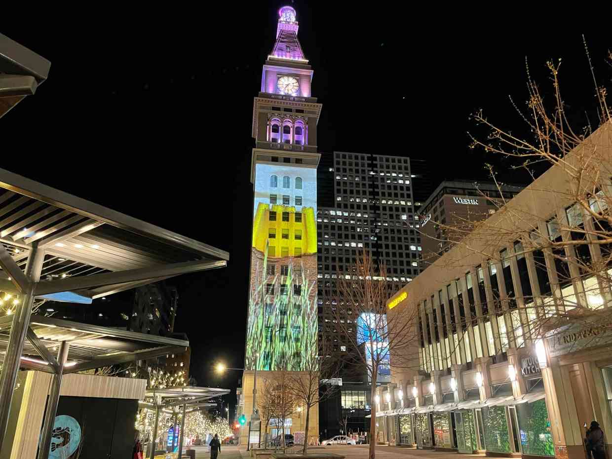 illuminated tower with irish art
