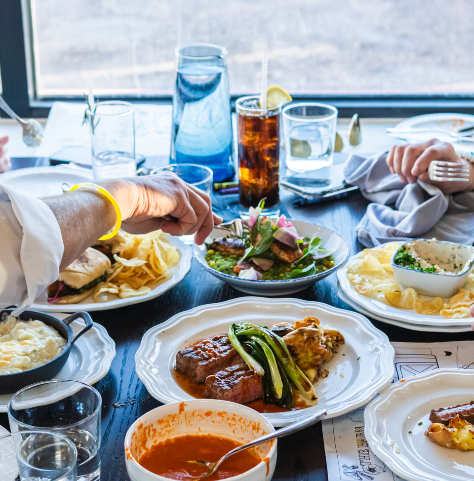 various food on plates