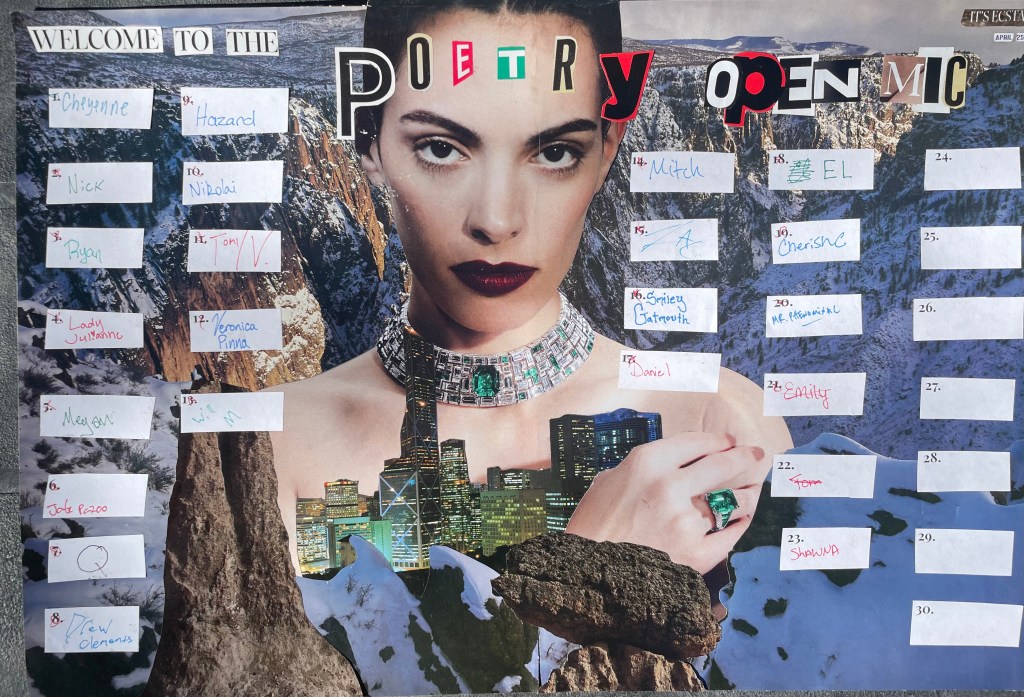 A poetry sign up collage