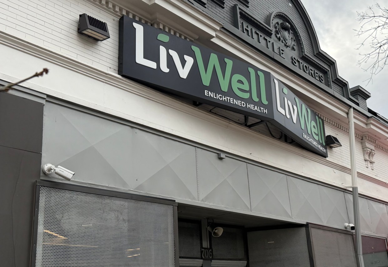 Storefront of LivWell dispensary on East 17th Avenue in Denver.