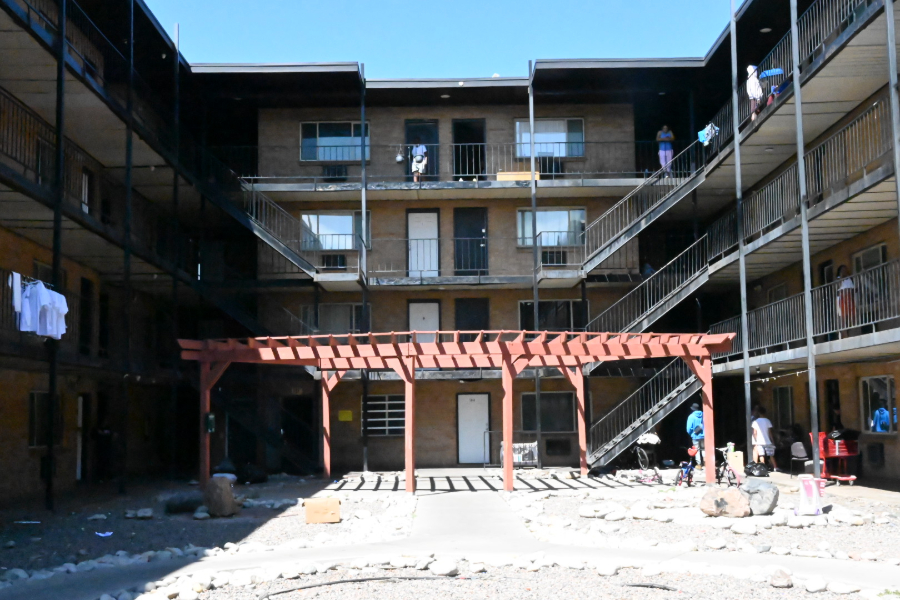 The closed apartment building at 1568 Nome Street, Aurora.