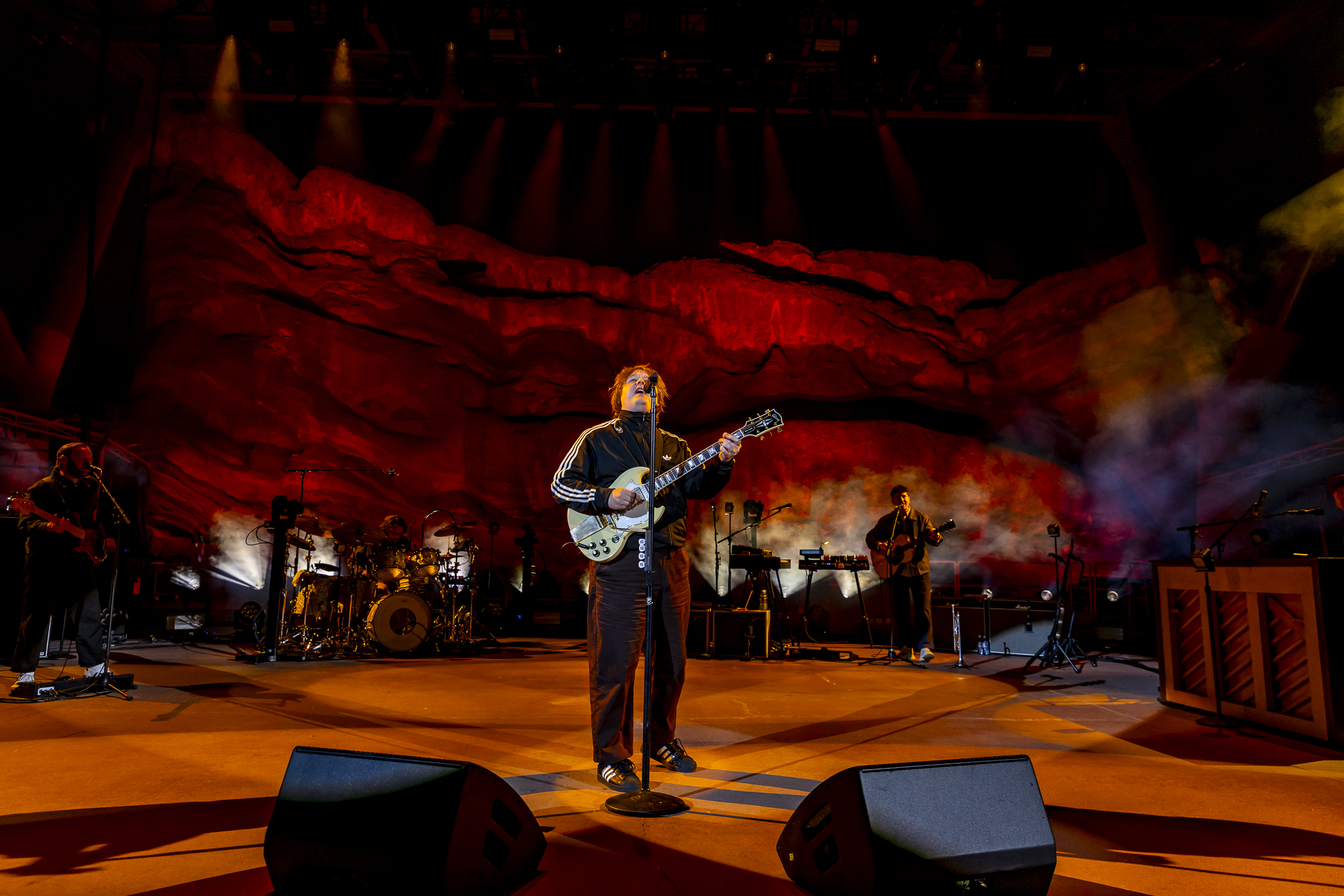 A photo of Lewis Capaldi performing on stage at Red Rocks.