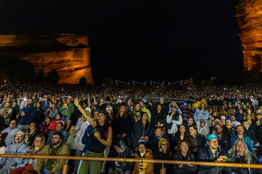 A photo of the crowd at Red Rocks during Lewis Capaldi.