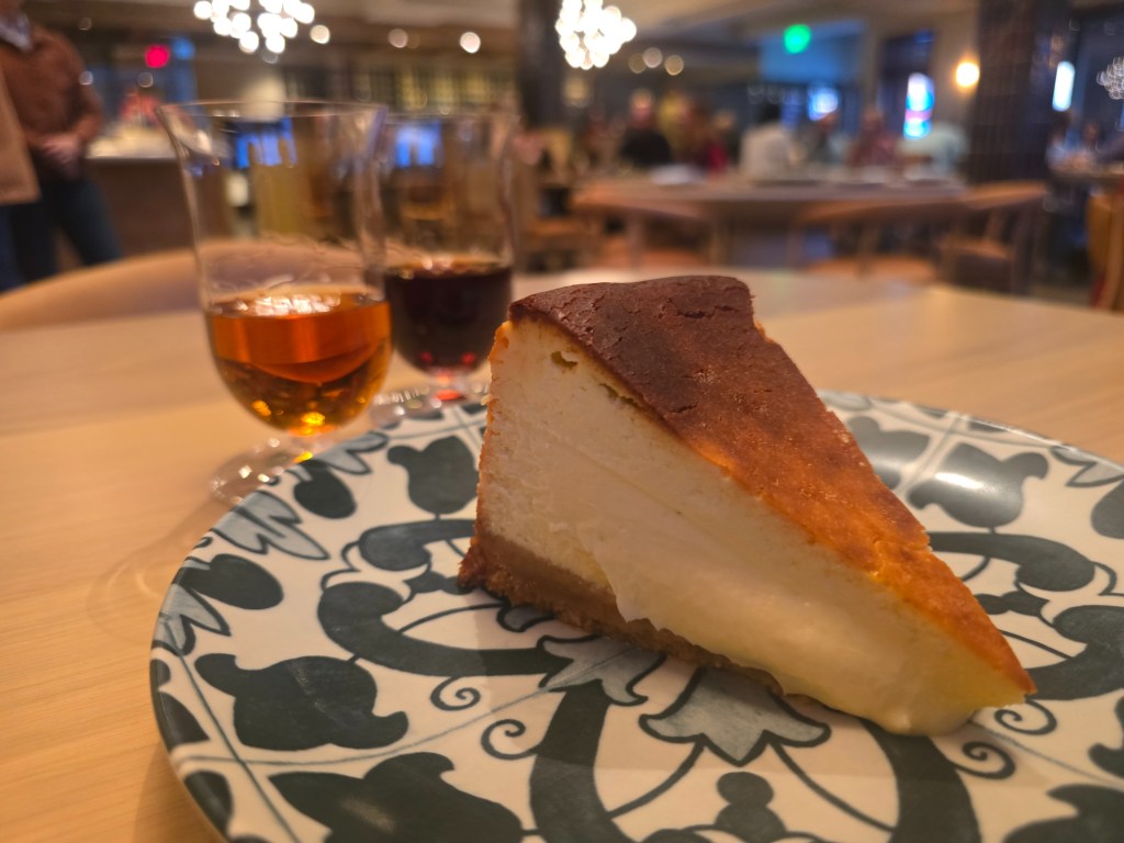 slice of Basque cheesecake