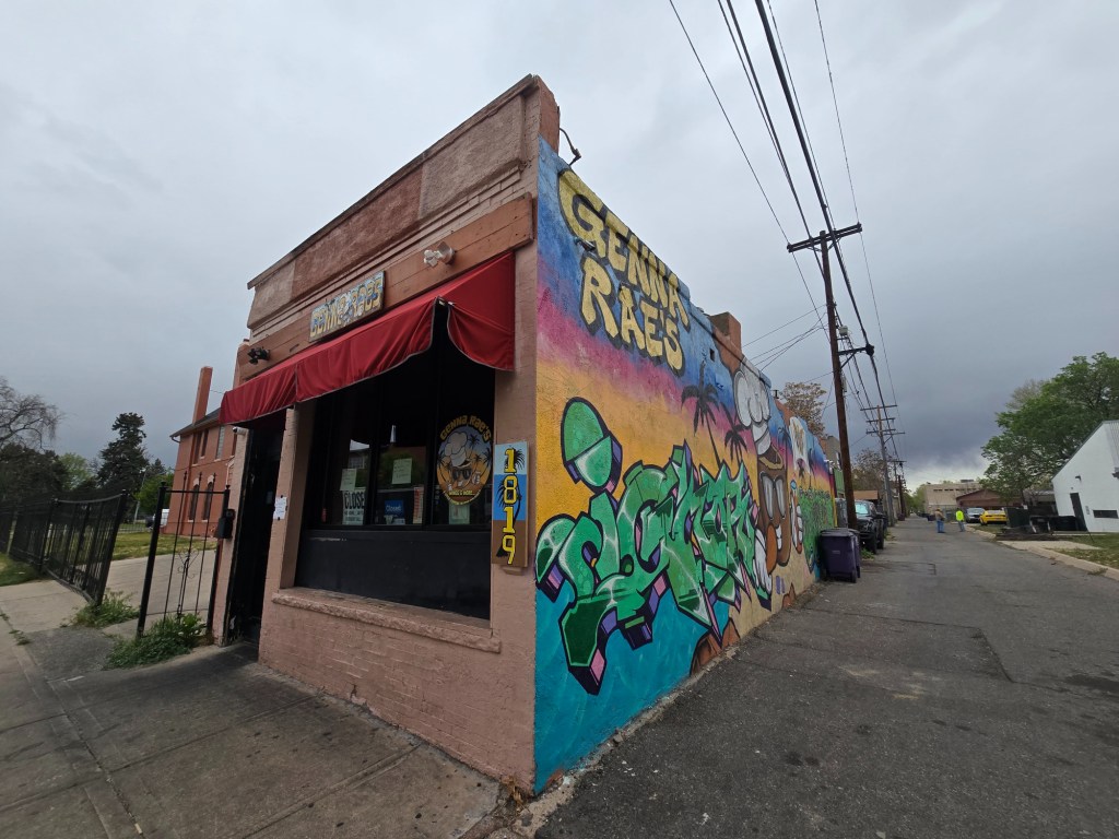 exterior of a building with a colorful mural