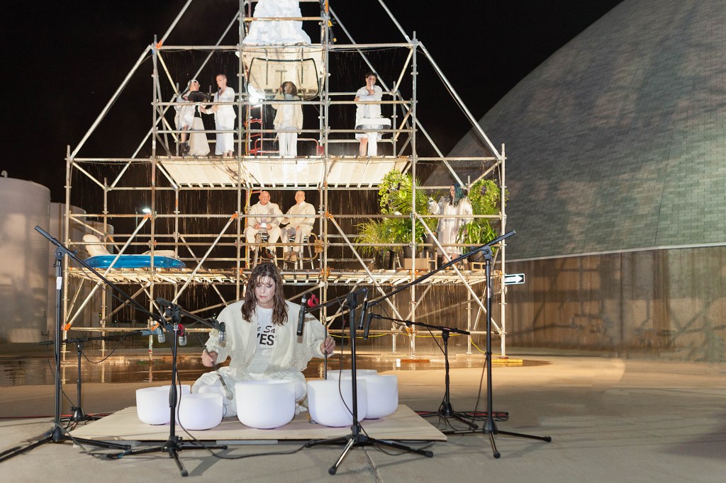 A large-scale abstract art installation.