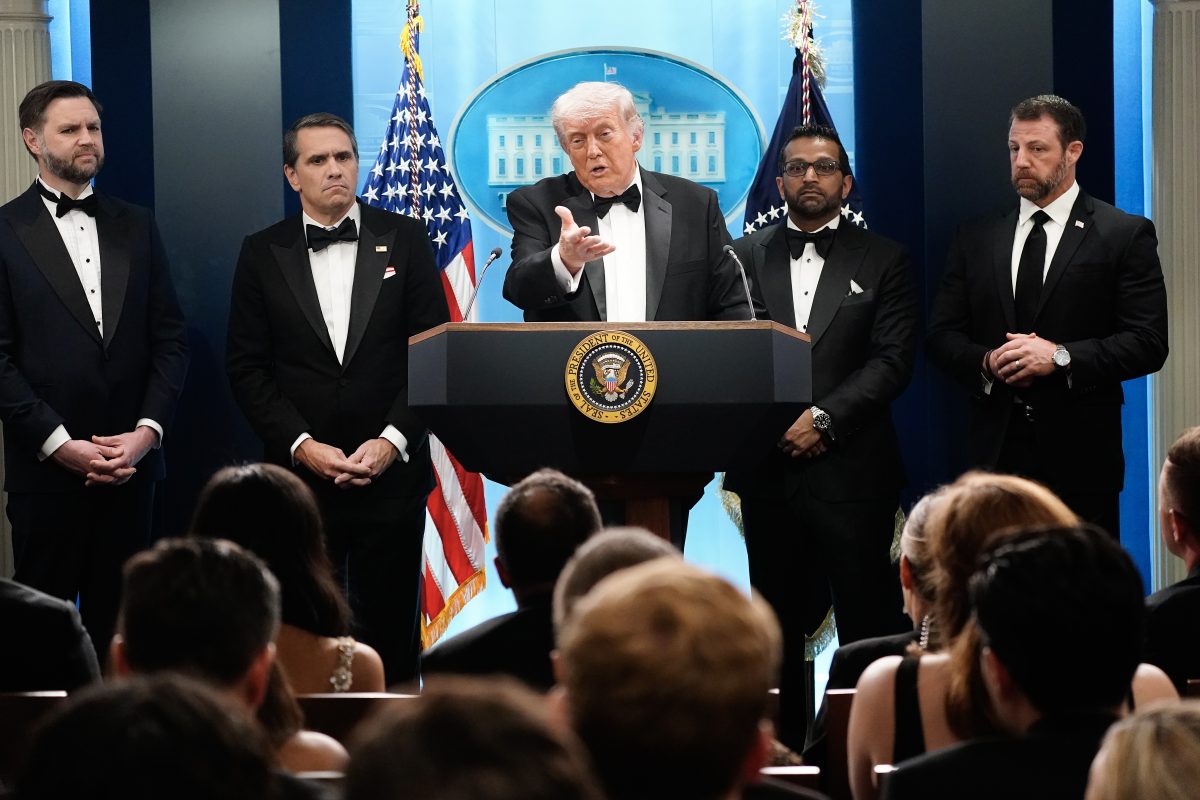 President Trump is making a statement after the cancelation of the annual White House Correspondents Association Dinner after a possible shooting.
