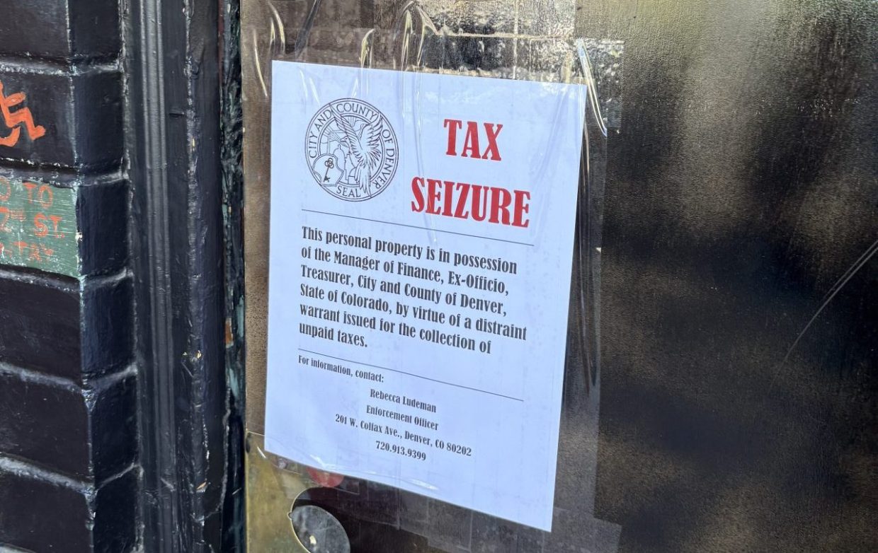 a tax seizure notice on the door of The Pearl
